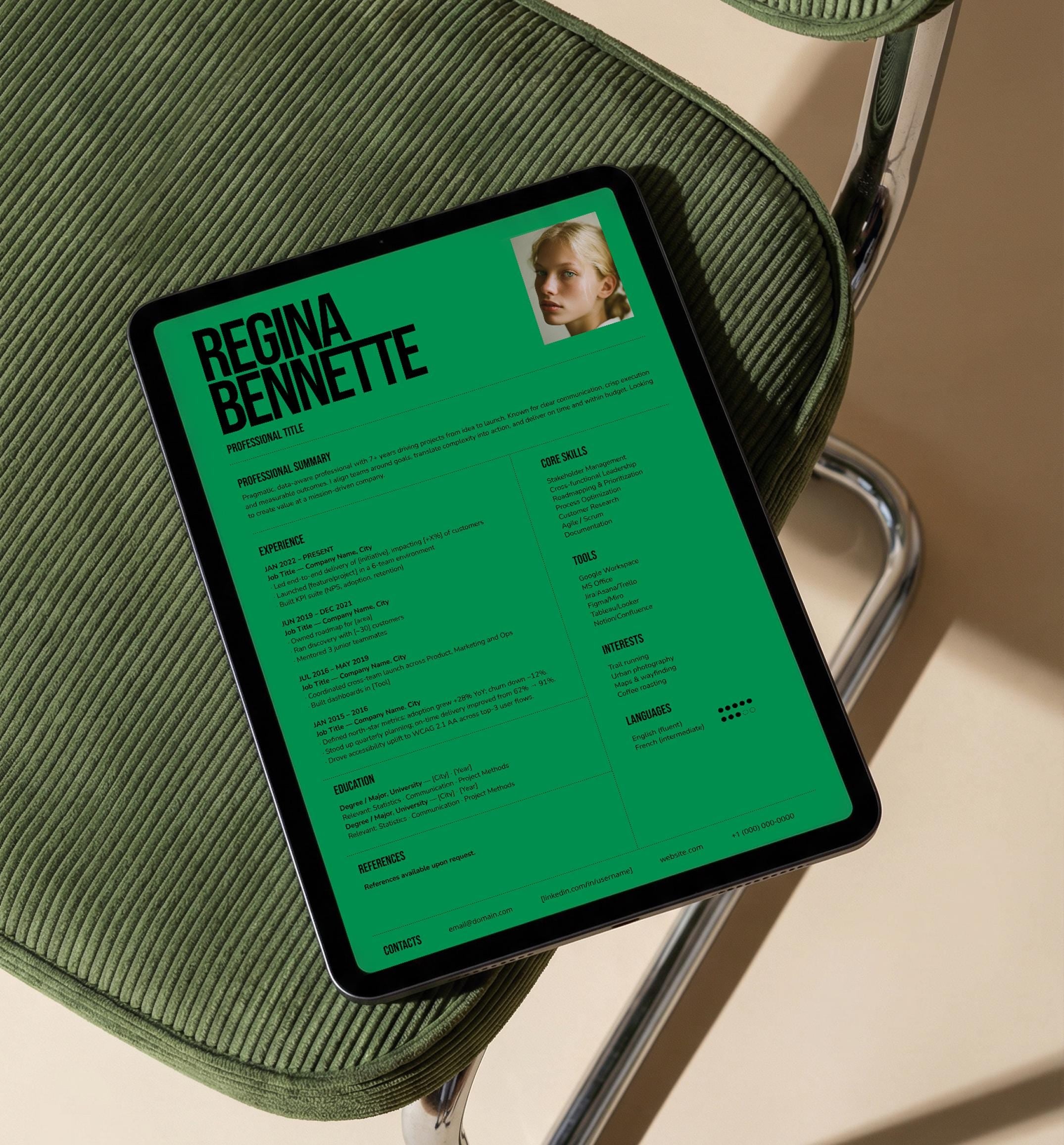 Modern Canva Resume Template | ATS-Friendly CV + Cover Letter (Instant Download)