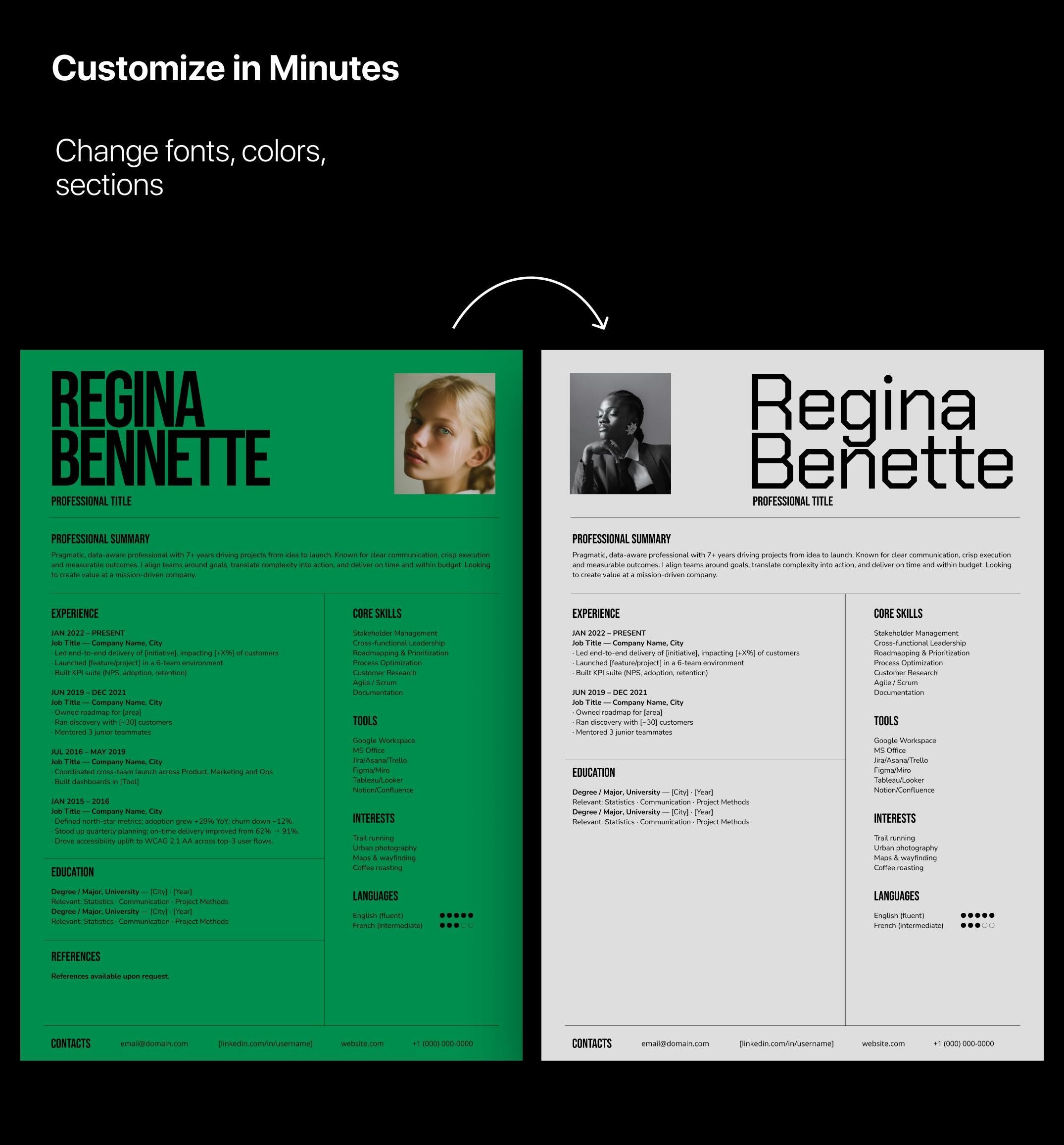 Modern Canva Resume Template | ATS-Friendly CV + Cover Letter (Instant Download)